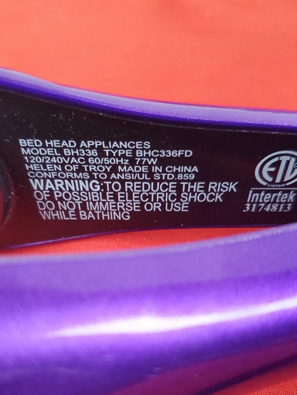 BedHead Purple 2-in-1 Crimper and Straightener Styling Iron